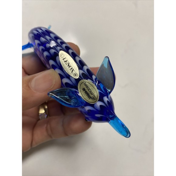 Lenox Blown glass Hand Made Blue dolphin Figurine -Art Glass - Picture 8 of 12